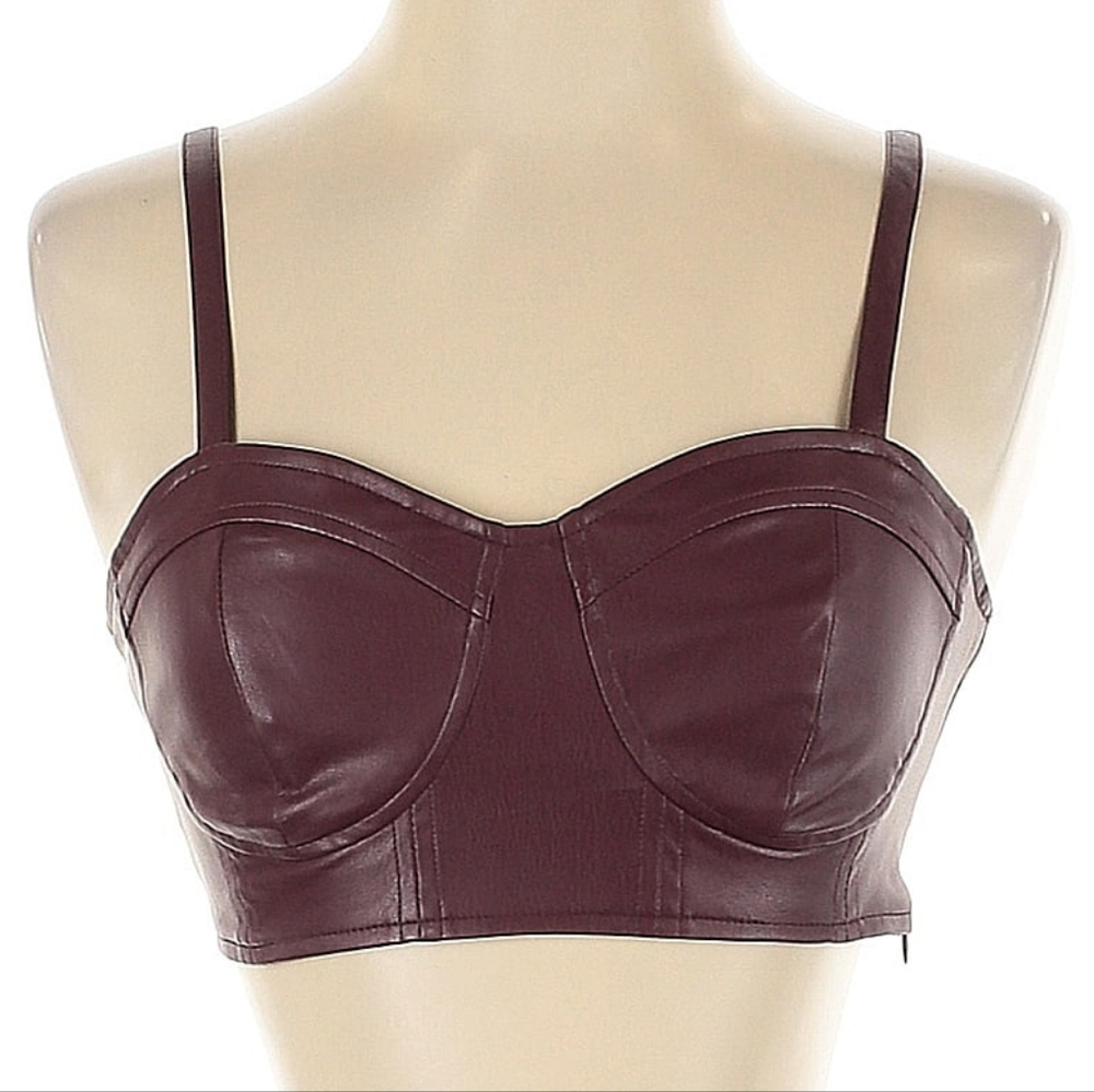 burgunsy Bra Top faux leather